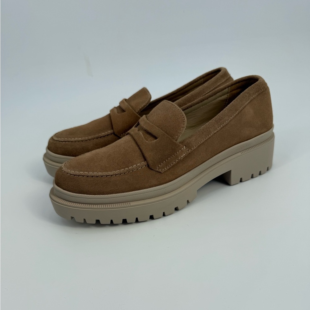 Patina Zoe Chunky Portland Leather Penny Loafers Chunky Lug Sole Slip-On Casual - Picture 9 of 16